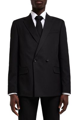 River Island Double Breasted Suit Jacket in Black