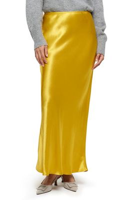 River Island Easy Bias Cut Satin Maxi Skirt in Yellow