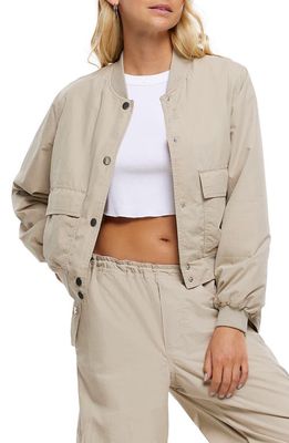 River Island Embroidered Dragon Bomber Jacket in Beige