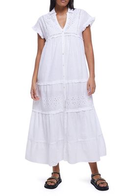 River Island Embroidered Lace Maxi Beach Shirtdress in White