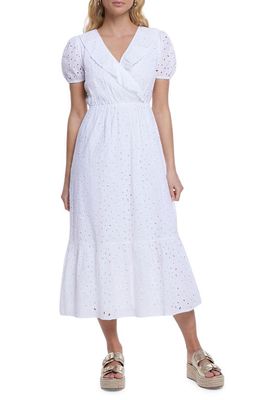 River Island Eyelet Embroidered Cotton Midi Dress in White