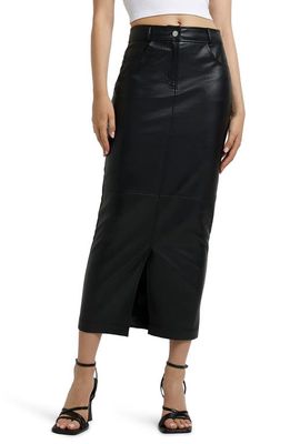 River Island Faux Leather Pencil Skirt in Black