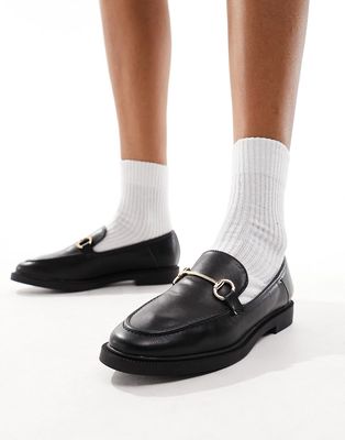 River Island flat loafer with buckle detail in black