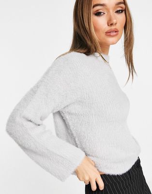 River Island fluffy knit sweater in gray