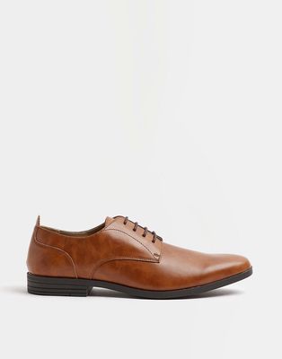 River Island formal point derby shoes in brown