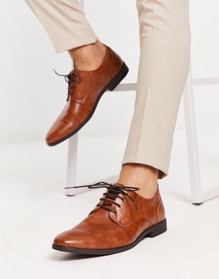 River Island formal pointed derby shoes in brown