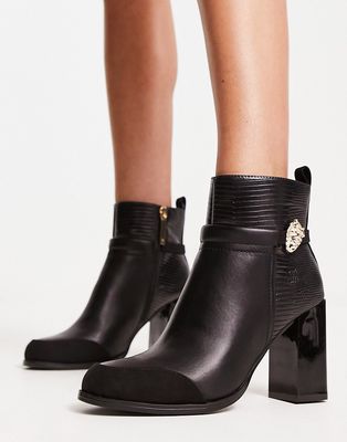 River Island hardware heeled ankle boots in black