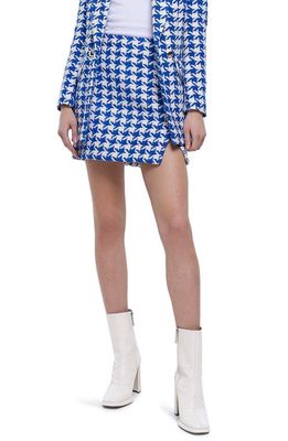 River Island Houndstooth Button Detail Skirt in Blue