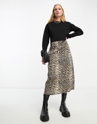 River Island hybrid sweater dress in leopard print-Black