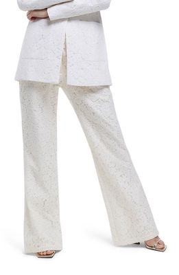 River Island Lace Flare Trousers in Cream