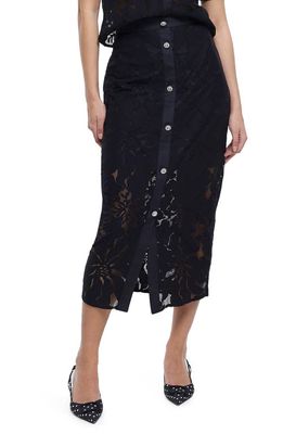 River Island Lace Pencil Skirt in Black