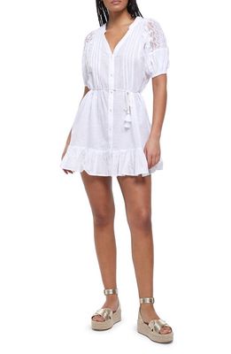River Island Lace Sleeve Cotton Minidress in White