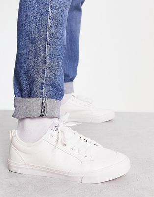 River Island lace up canvas sneakers in white