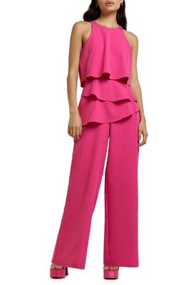 River Island Layered Halter Neck Jumpsuit in Pink