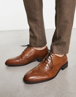 River Island leather lace up brogue in brown