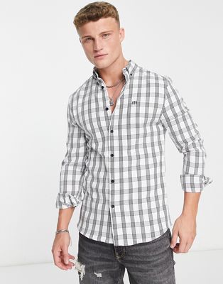 River Island long sleeve check shirt in white
