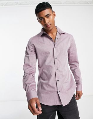 River Island long sleeve palmer shirt in dark purple