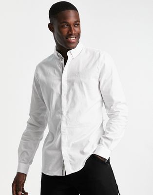 River Island long sleeve smart oxford shirt in white