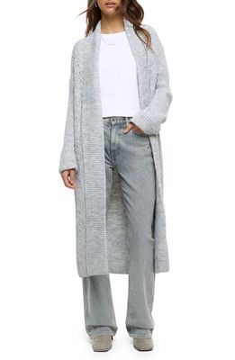 River Island Longline Cable Cardigan in Grey