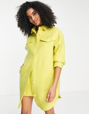 River Island longline utility boucle overshirt in yellow - part of a set