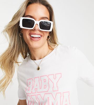 River Island Maternity 'Baby Mamma' tee in white