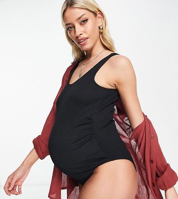 River Island Maternity crinkle texture swimsuit in black