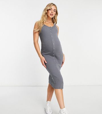 River Island Maternity snap front midi dress in gray
