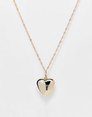 River Island necklace with puff heart pendant-Gold