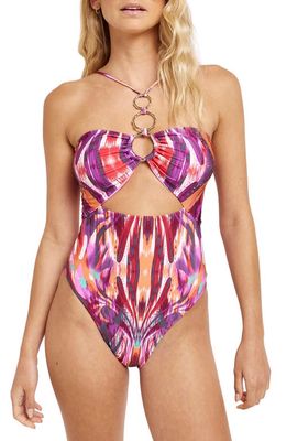 River Island O-Ring Cutout One-Piece Swimsuit in Purple