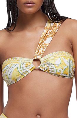 River Island O-Ring One-Shoulder Bandeau Bikini Top in Yellow