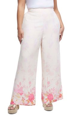 River Island Ombré Print Wide Leg Trousers in White