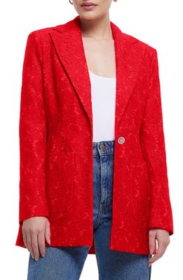 River Island One-Button Lace Blazer in Red
