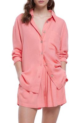 River Island Oversize Button-Up Shirt in Pink