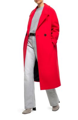 River Island Oversize Slouch Double Breasted Coat in Red