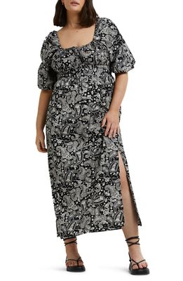 River Island Paisley Cotton & Linen Maxi Dress in Black