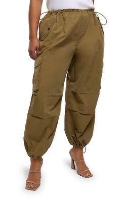 River Island Parachute Cargo Pants in Khaki