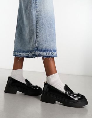 River Island patent loafer in black