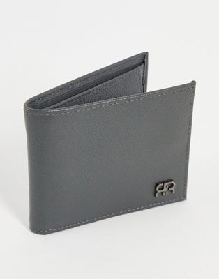 River Island pebbled bi-fold wallet in gray