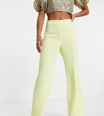 River Island Petite side slit flare pants in yellow - part of a set