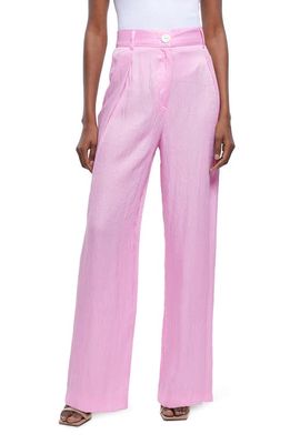River Island Pleat Front Wide Leg Trousers in Pink