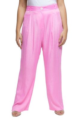 River Island Pleated Wide Leg Trousers in Pink