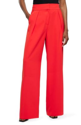 River Island Pleated Wide Leg Trousers in Red