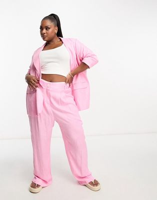 River Island Plus wide leg dad pants in pink - part of a set