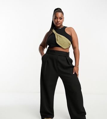 River Island Plus wide leg pants in black