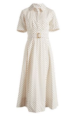 River Island Polka Dot Belted Cotton Shirtdress in White