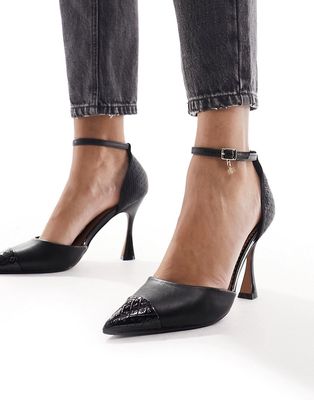 River Island pumps with embossed toe detail in black