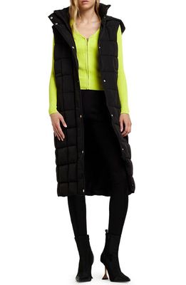 River Island Quilted Hooded Longline Vest in Black