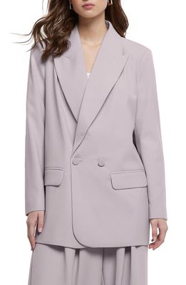 River Island Relaxed Double Breasted Blazer in Grey