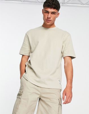 River Island ribbed t-shirt in stone-Neutral