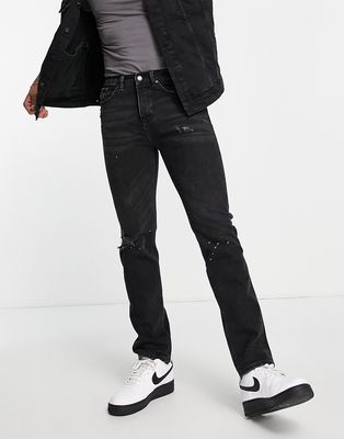 River Island rigid slim jeans in black